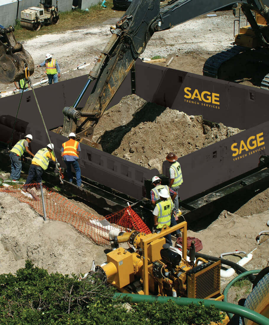 construction workers doing a guide frame pit application