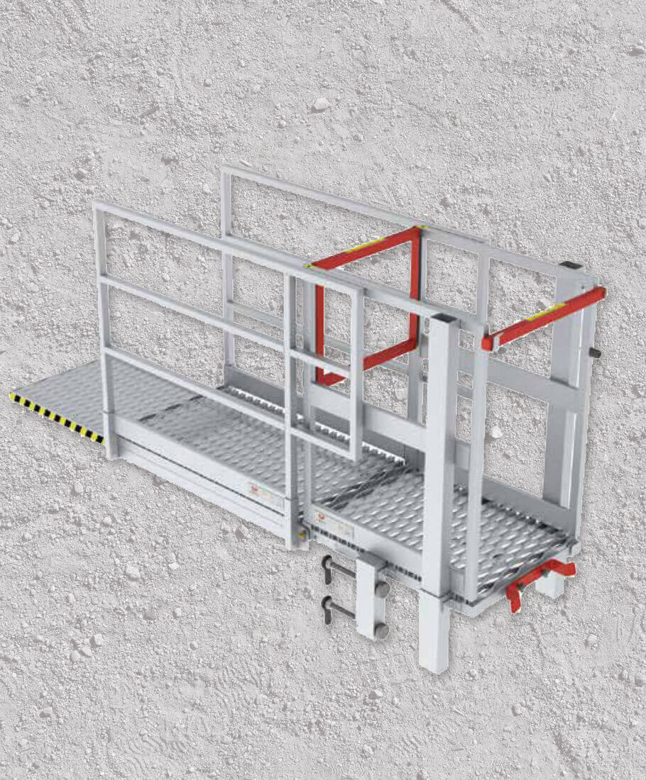 shoring platform with safety guide with gravel background
