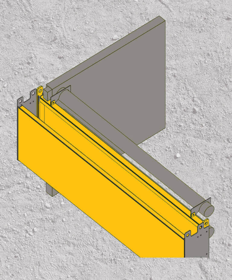 Trench shield end panels diagram with a gravel background
